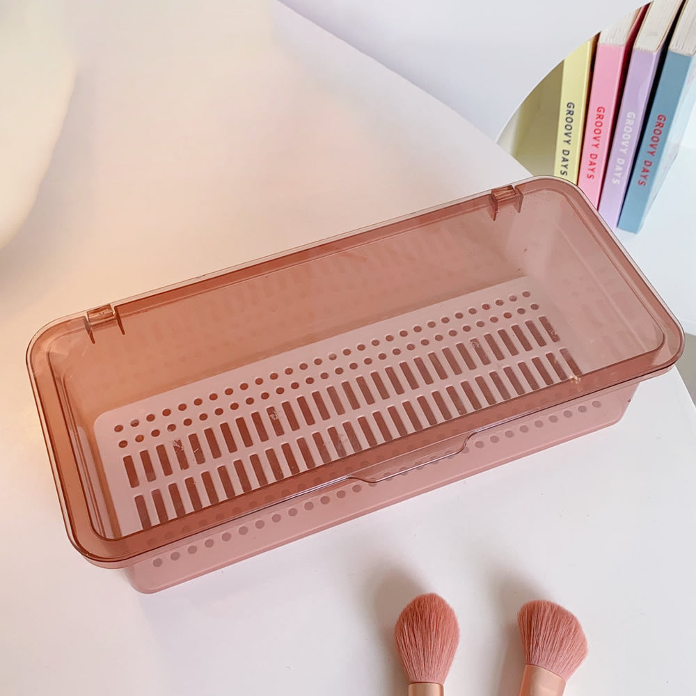 Cosmetics Storage Box Desktop Large Capacity Beauty Egg Storage Tube Simple With Cover Dust-Proof Makeup Brush Storage Box