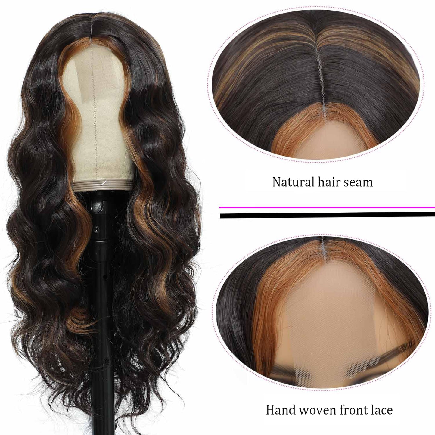 Small Lace Center Split Large Wavy Long Curly Wigs