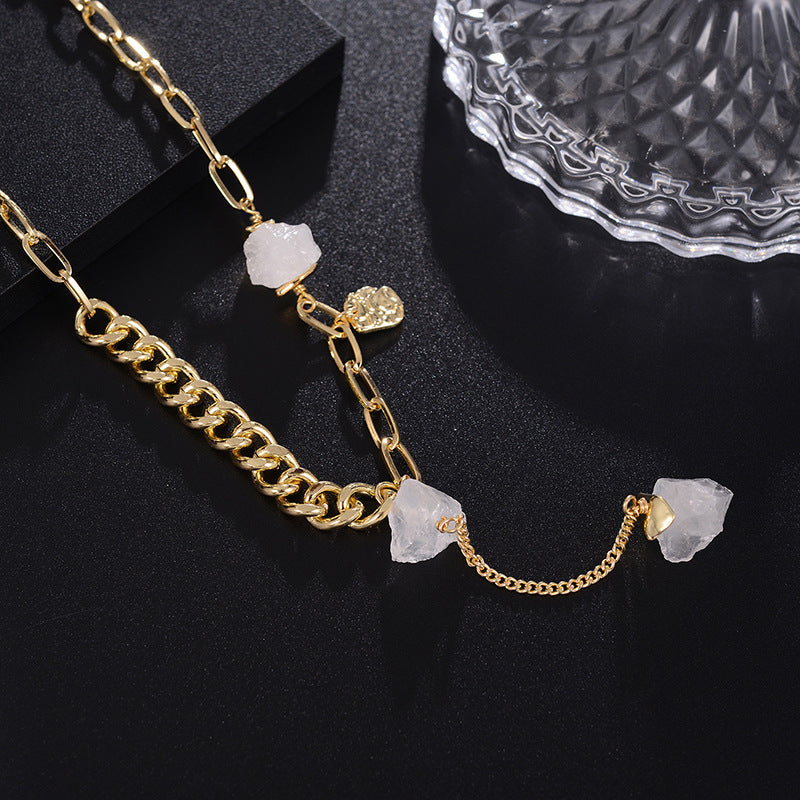 Fashion Ins Style Semi-Precious Stone Irregular Pendant Simple Classic Design Temperament Personality Female Necklace