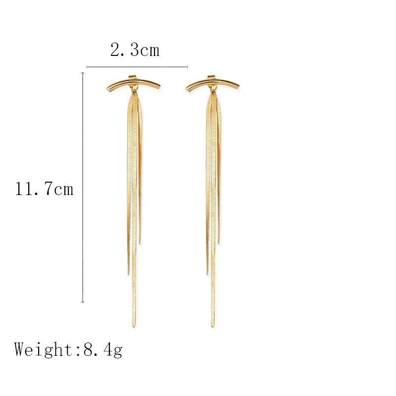 Tassel earrings, female metal snake bone long style earrings, earrings