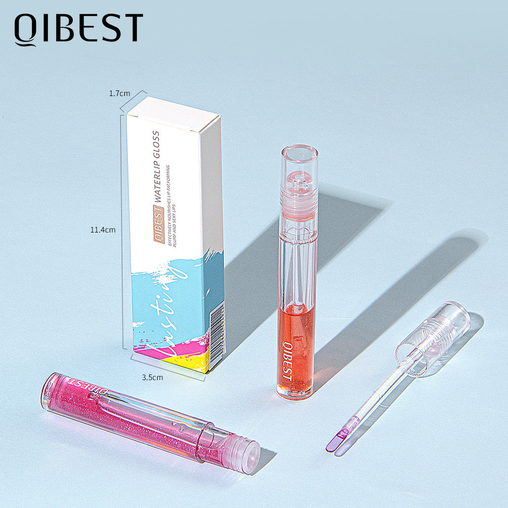 QIBEST Water Light Lip Gloss Mirror Glass Lip Glaze Moisturizing Moisturizing Water Light Lip Gloss Not Easy To Fade Transparent Lip Gloss