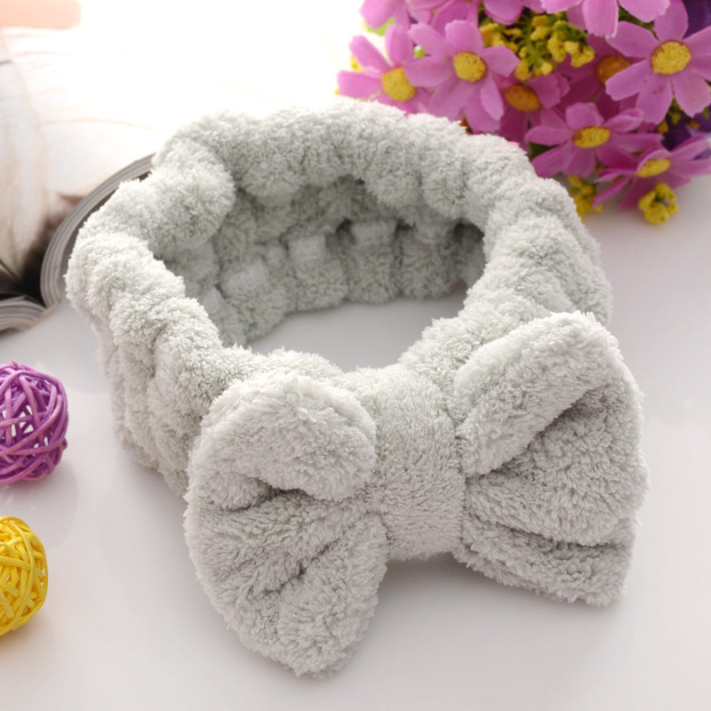 Coral Fleece Hair Band Face Wash Cute Plush Girls Makeup Gift Bow Hair Accessories