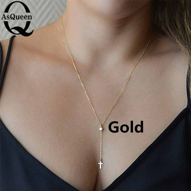 Small Gold Cross Pendant Necklace Women Girl Kids,Mini Charm Pendant