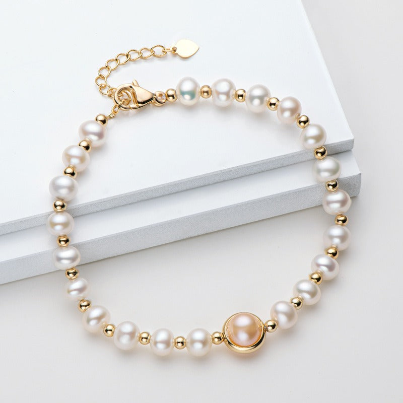 Small Design LuxuryaAnd Premium 14K Gold Wrapped Pearl Bracelet Womens Natural Freshwater Pearl Jewelry