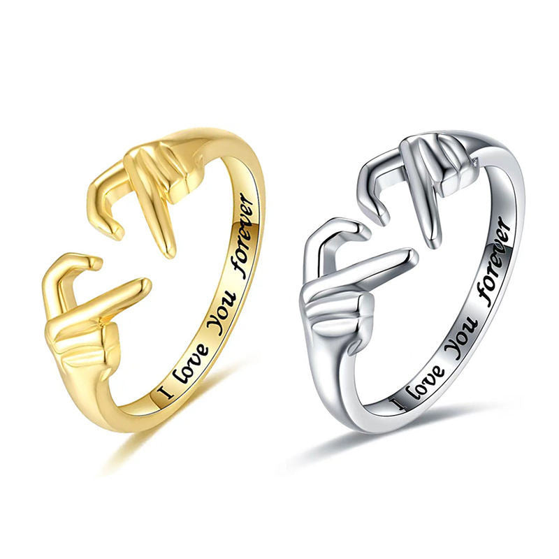 Romantic Love Hands Couple's Ring