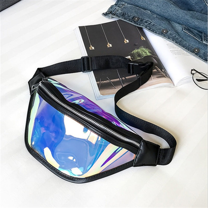 New Sports Waist Bag Running Mobile Phone Waterproof Bag PVC Transparent Swimming Storage Crossbody Chest Bag Laser Waist Bag