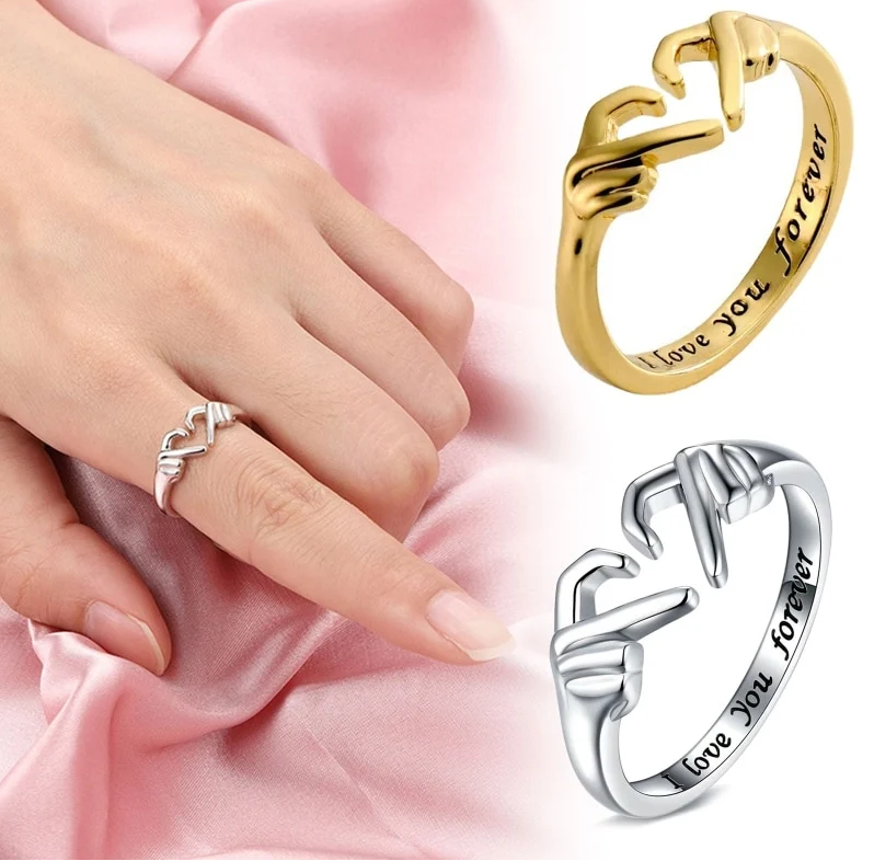 Romantic Love Hands Couple's Ring