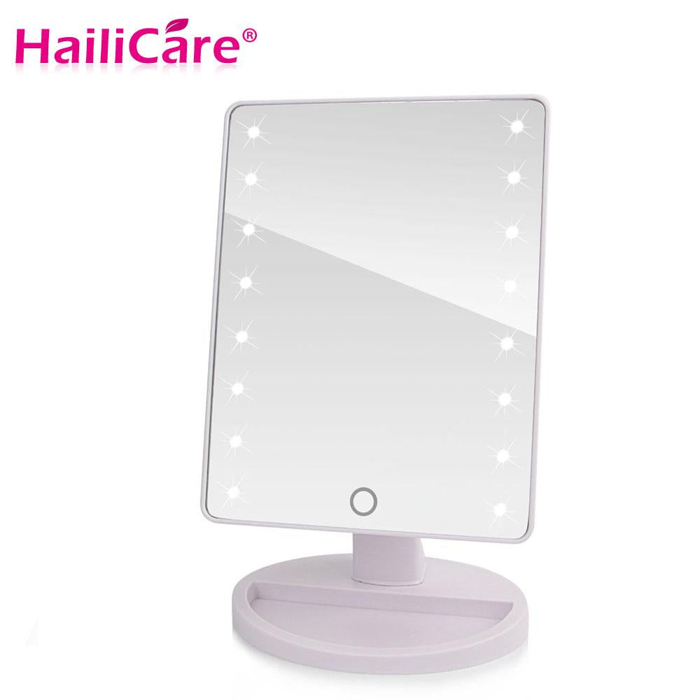 LED Touch Screen Makeup Mirror Professional Vanity Mirror With 16 LED Lights Health Beauty Adjustable Countertop 180 Rotating