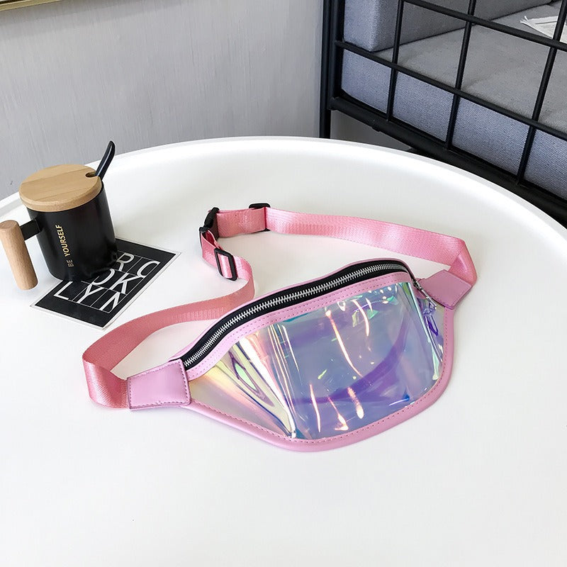 New Sports Waist Bag Running Mobile Phone Waterproof Bag PVC Transparent Swimming Storage Crossbody Chest Bag Laser Waist Bag