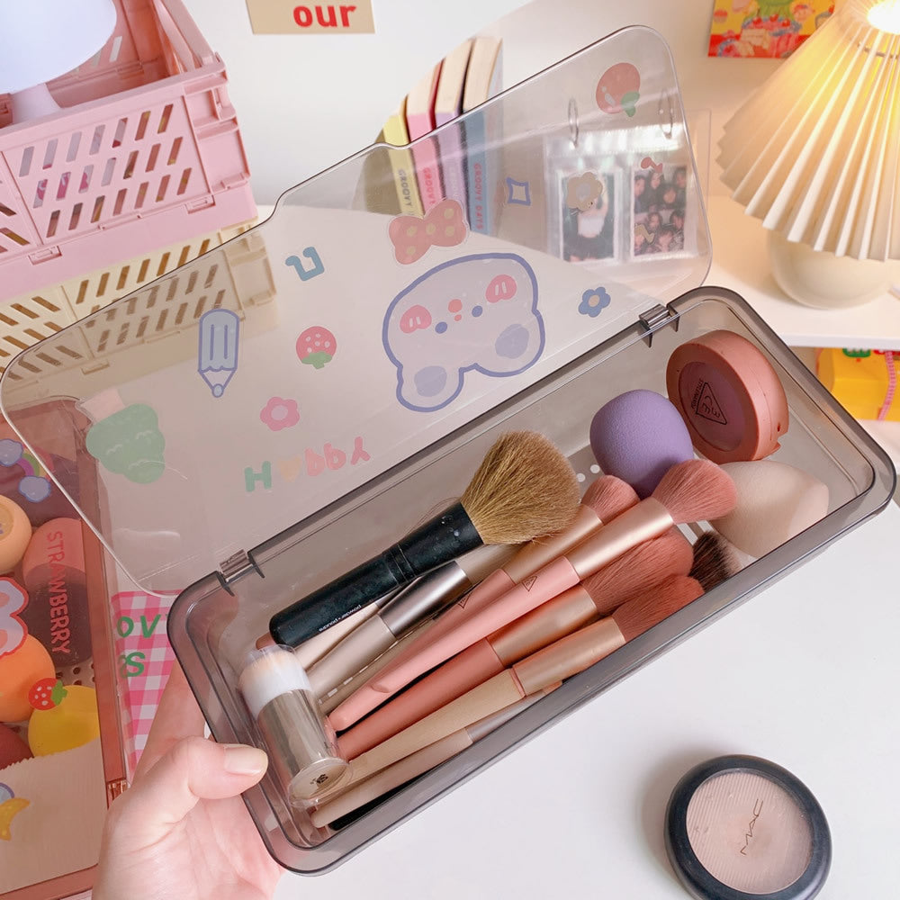 Cosmetics Storage Box Desktop Large Capacity Beauty Egg Storage Tube Simple With Cover Dust-Proof Makeup Brush Storage Box