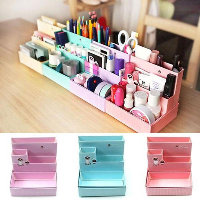 Sale DIY Paper Board Makeup Cosmetic Storage Box Container Desk Decor Stationery Case Organizer Top