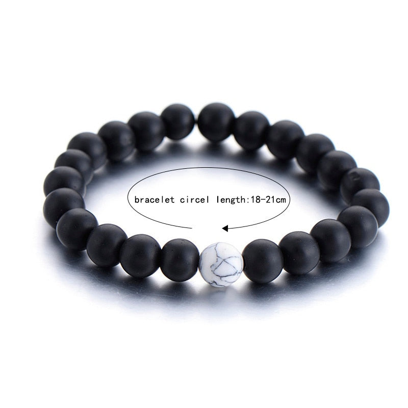 2Pcs Set Couples Natural Stone Yin Yang Beaded Bracelets