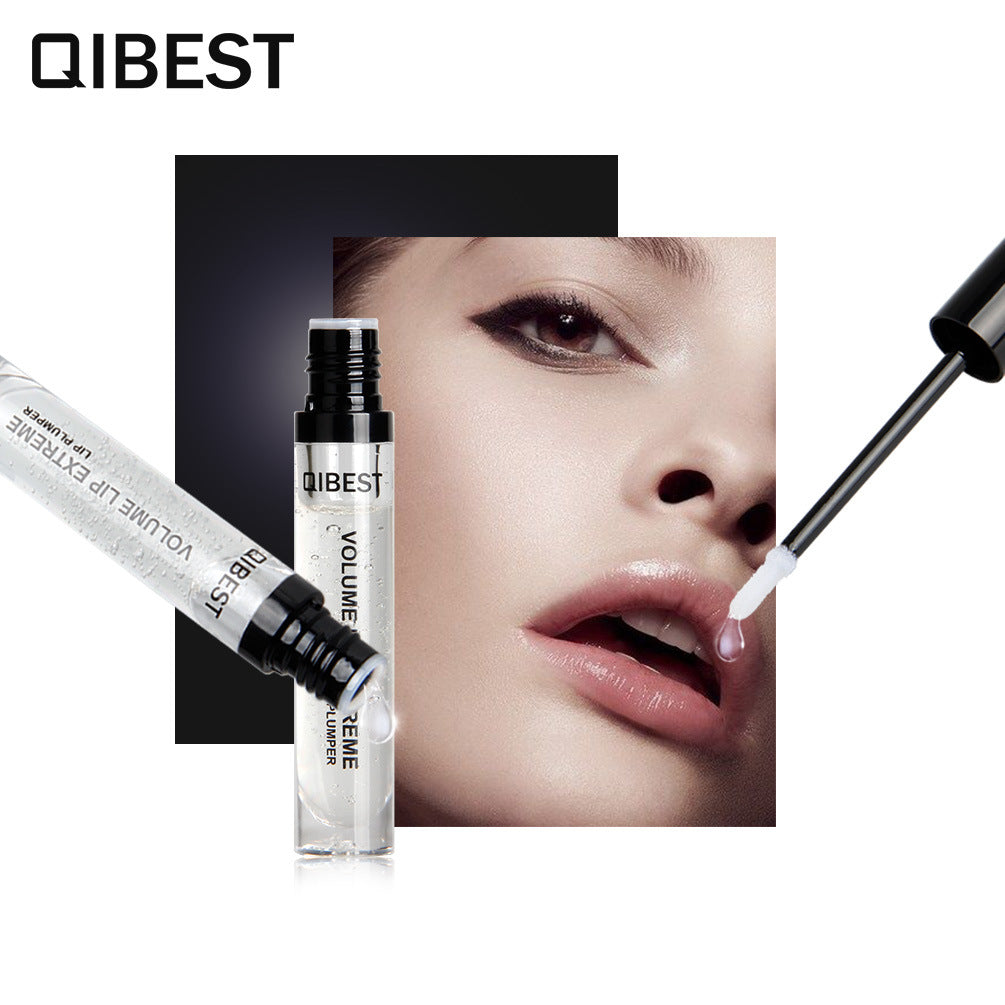 QIBEST Transparent Color Sexy Big Mouth Lip Gloss Moisturizing Lightening Lip Texture Lock Color Oil Lip Plumping Oil