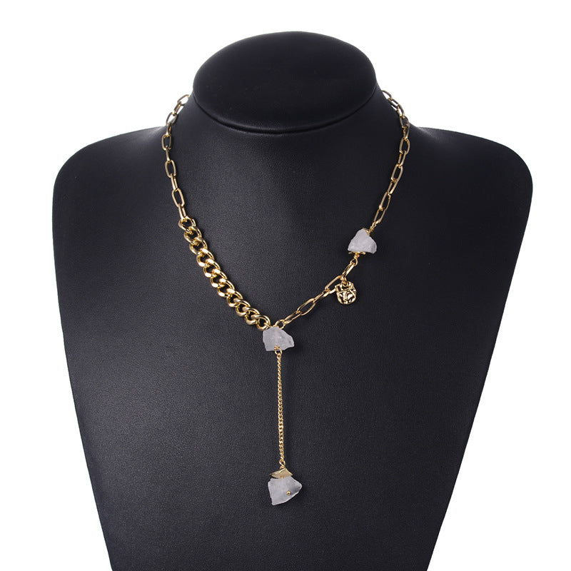 Fashion Ins Style Semi-Precious Stone Irregular Pendant Simple Classic Design Temperament Personality Female Necklace