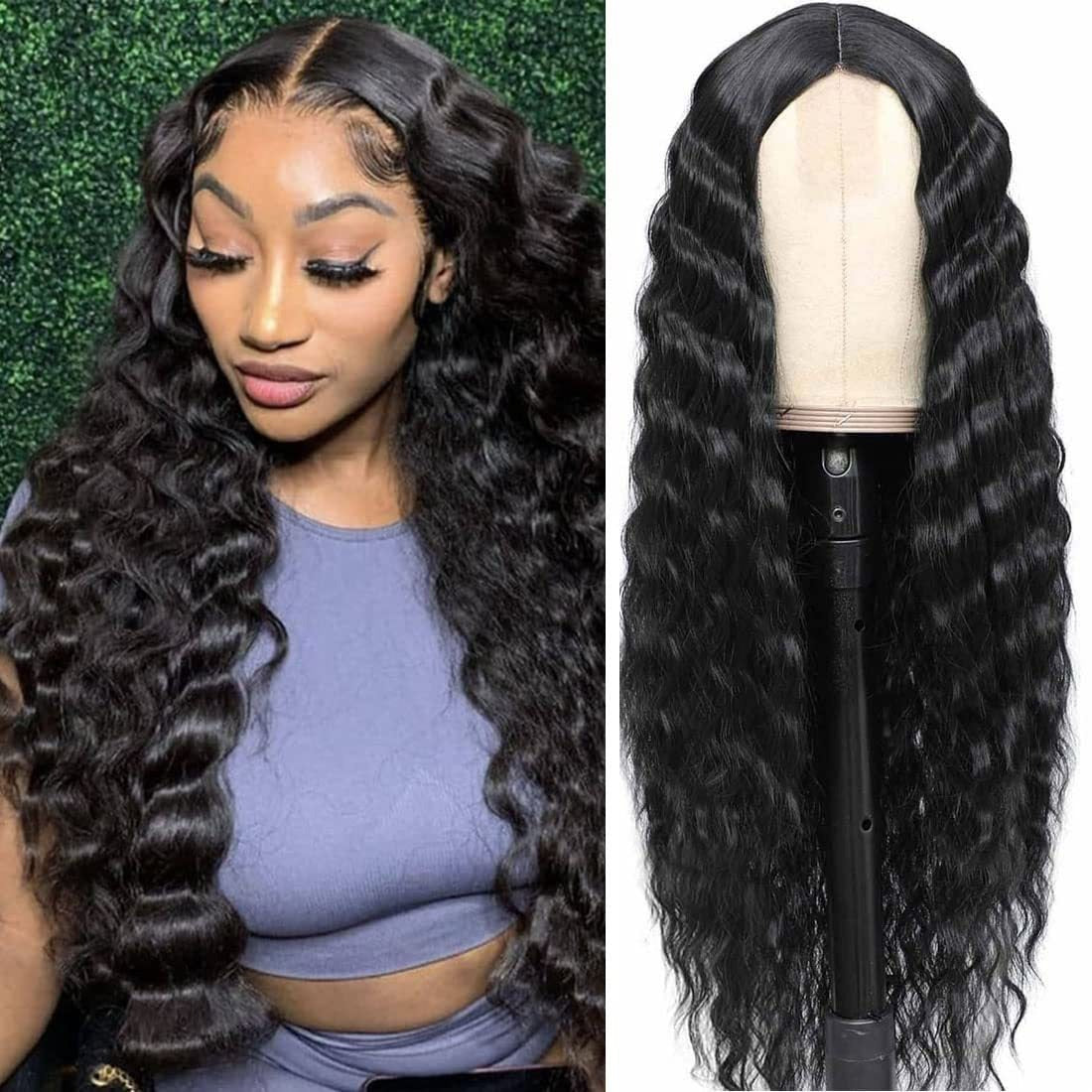 European and American Women's Wig Small Lace Center Deep Wave Long Curly Wig Headband Lace Wigs