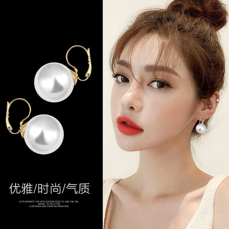 Retro Senior Sense Of Pearl Earrings New Korean Temperament Light Luxury Ear Buckle Design Sense Earrings