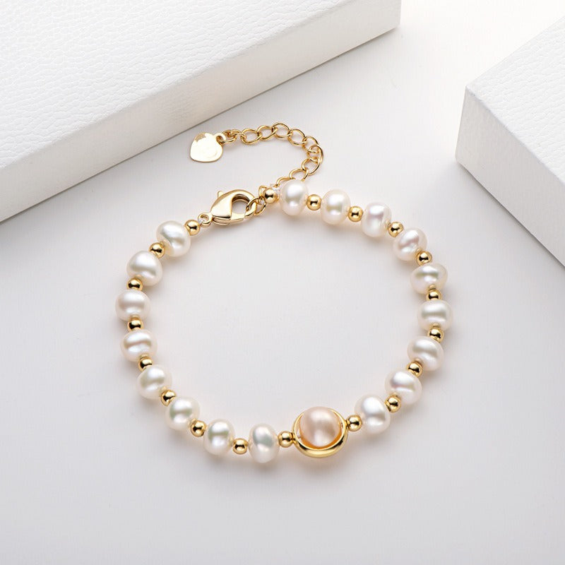 Small Design LuxuryaAnd Premium 14K Gold Wrapped Pearl Bracelet Womens Natural Freshwater Pearl Jewelry