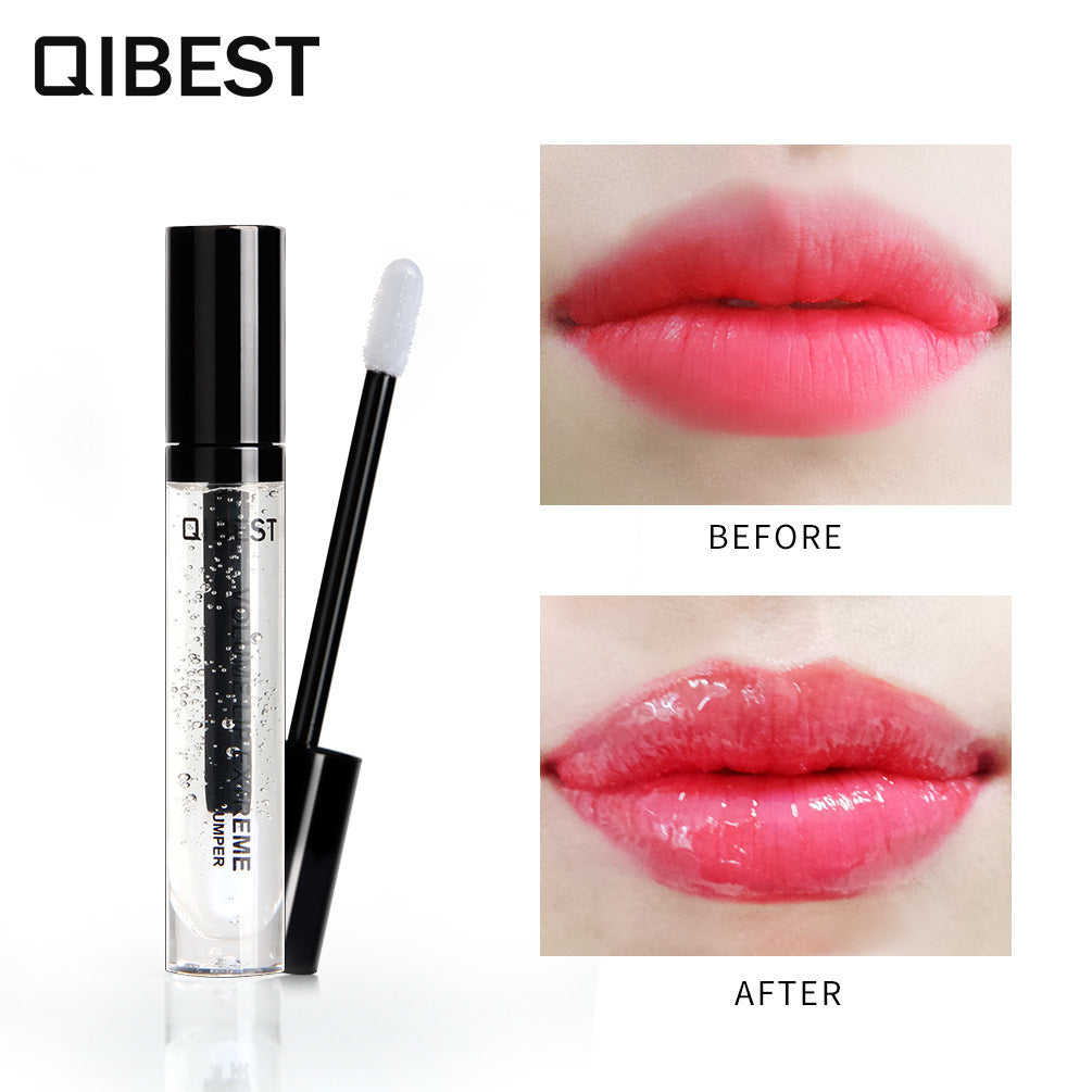 QIBEST Transparent Color Sexy Big Mouth Lip Gloss Moisturizing Lightening Lip Texture Lock Color Oil Lip Plumping Oil