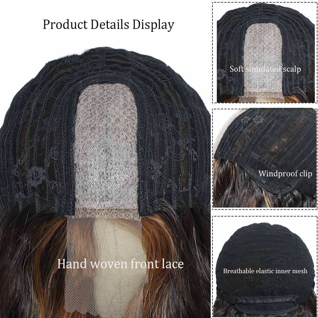 Small Lace Center Split Large Wavy Long Curly Wigs