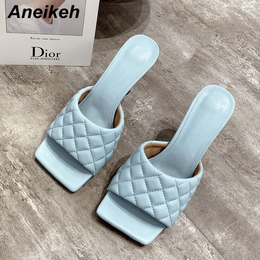 Aneikeh NEW Sexy PU Diamond Square Heels