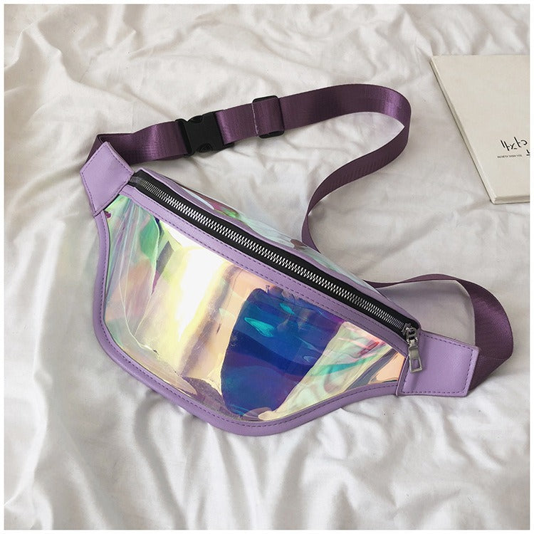 New Sports Waist Bag Running Mobile Phone Waterproof Bag PVC Transparent Swimming Storage Crossbody Chest Bag Laser Waist Bag