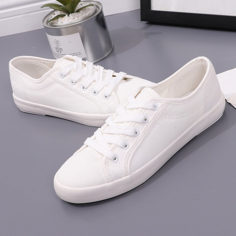 Canvas Shoes, Men's Flat Heels, Versatile, Fashionable, Artistic, Casual, and Small White Shoes, Korean Version with Lace Up