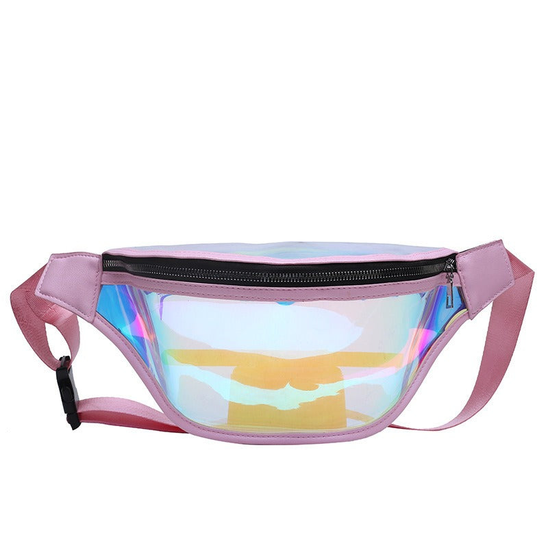 New Sports Waist Bag Running Mobile Phone Waterproof Bag PVC Transparent Swimming Storage Crossbody Chest Bag Laser Waist Bag