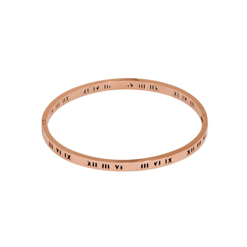 Titanium Steel Bracelet Roman Numerals Simple Fashion Personality Trend Bracelet Men And Women With The Same Paragraph Couple Bracelet