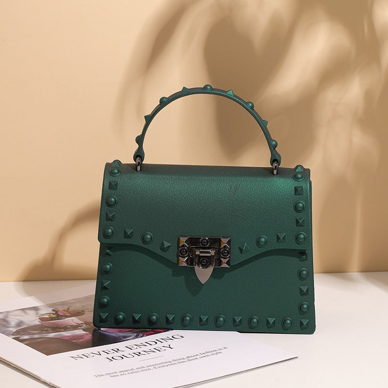 Fashion modern Ladies square mini Jelly HandBags Women punk Waterproof Chain purse Pvc Girls cool shoulder bag