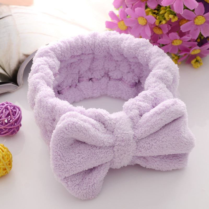 Coral Fleece Hair Band Face Wash Cute Plush Girls Makeup Gift Bow Hair Accessories