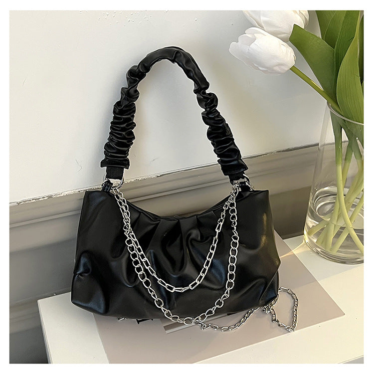 Chain Cloud Bag Women Korean Style Ins Texture Shoulder Bag White Foreign Style New Trendy All-Match Messenger Pleated Bag