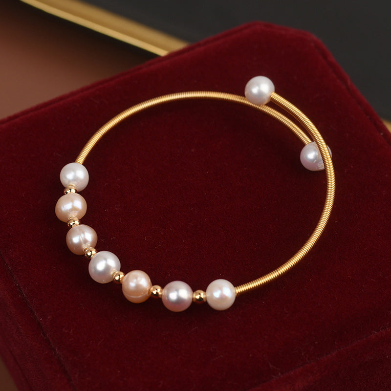 Natural Freshwater Pearl Bracelet With Adjustable Opening, Niche Design, Exquisite Bracelet For Women