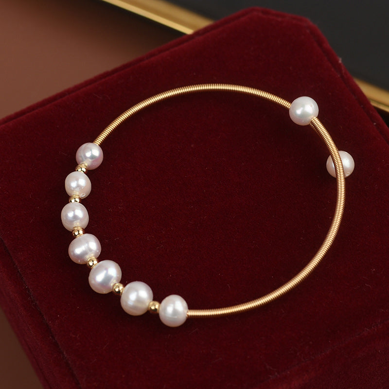 Natural Freshwater Pearl Bracelet With Adjustable Opening, Niche Design, Exquisite Bracelet For Women