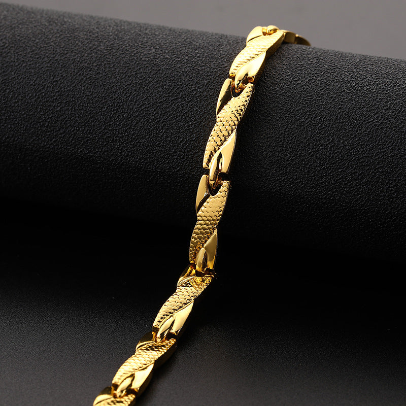 Jewelry Men's Titanium Steel Room Gold Bracelet Women's Jewelry Dragon Pattern 7mm Wide