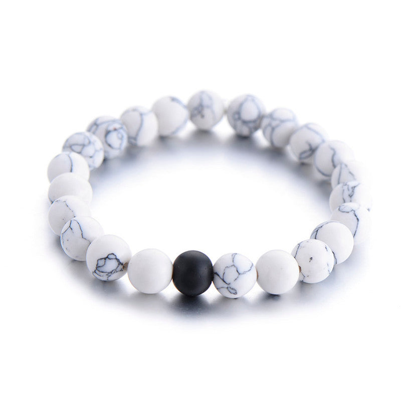 2Pcs Set Couples Natural Stone Yin Yang Beaded Bracelets