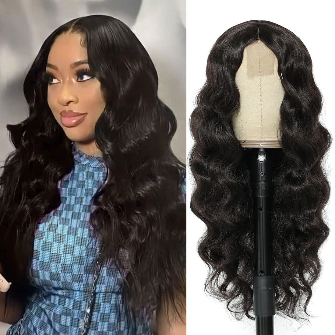 Small Lace Center Split Large Wavy Long Curly Wigs