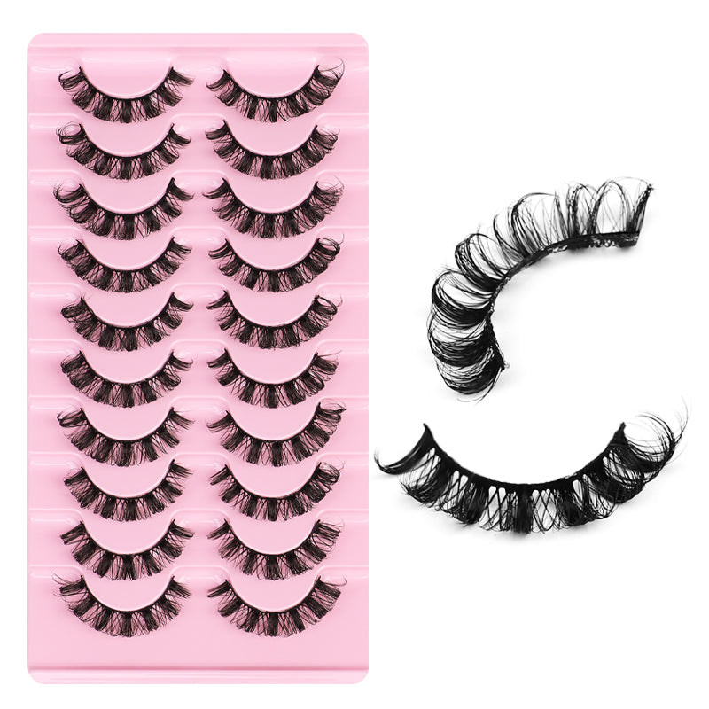 New Russian Volume False Eyelashes DD Curved Thick Eyelashes Ten Pairs Of Chemical Fiber Natural Charm Eyelashes