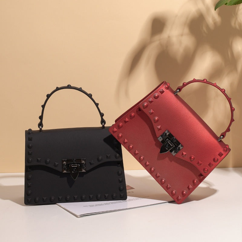 Fashion modern Ladies square mini Jelly HandBags Women punk Waterproof Chain purse Pvc Girls cool shoulder bag