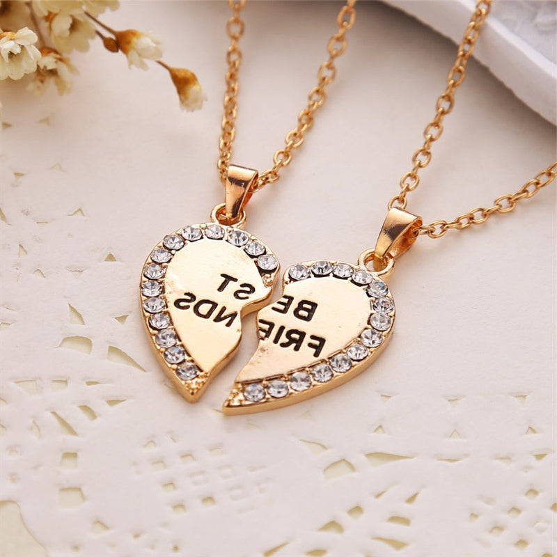 2pcs BFF Crystal Heart Pendant