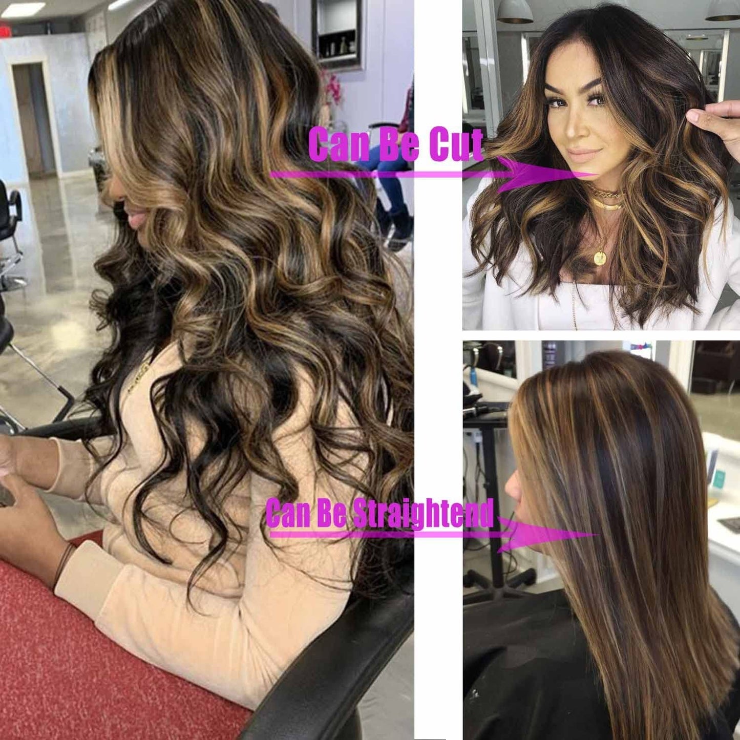 Small Lace Center Split Large Wavy Long Curly Wigs