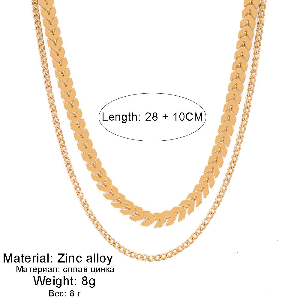 Two Layered Necklaces Fishbone Gold Chain