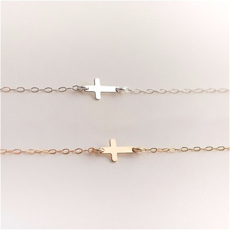 Jesus Christian Stainless Steel Womens Mens Horizontal Sideways Cross Bracelets Silver Charm Keepsake Girl Baby Bracelet