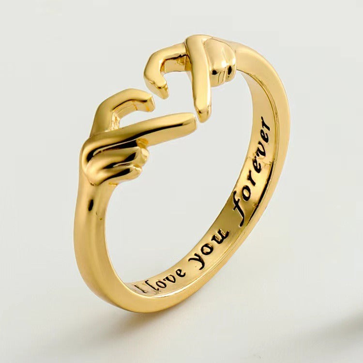 Romantic Love Hands Couple's Ring