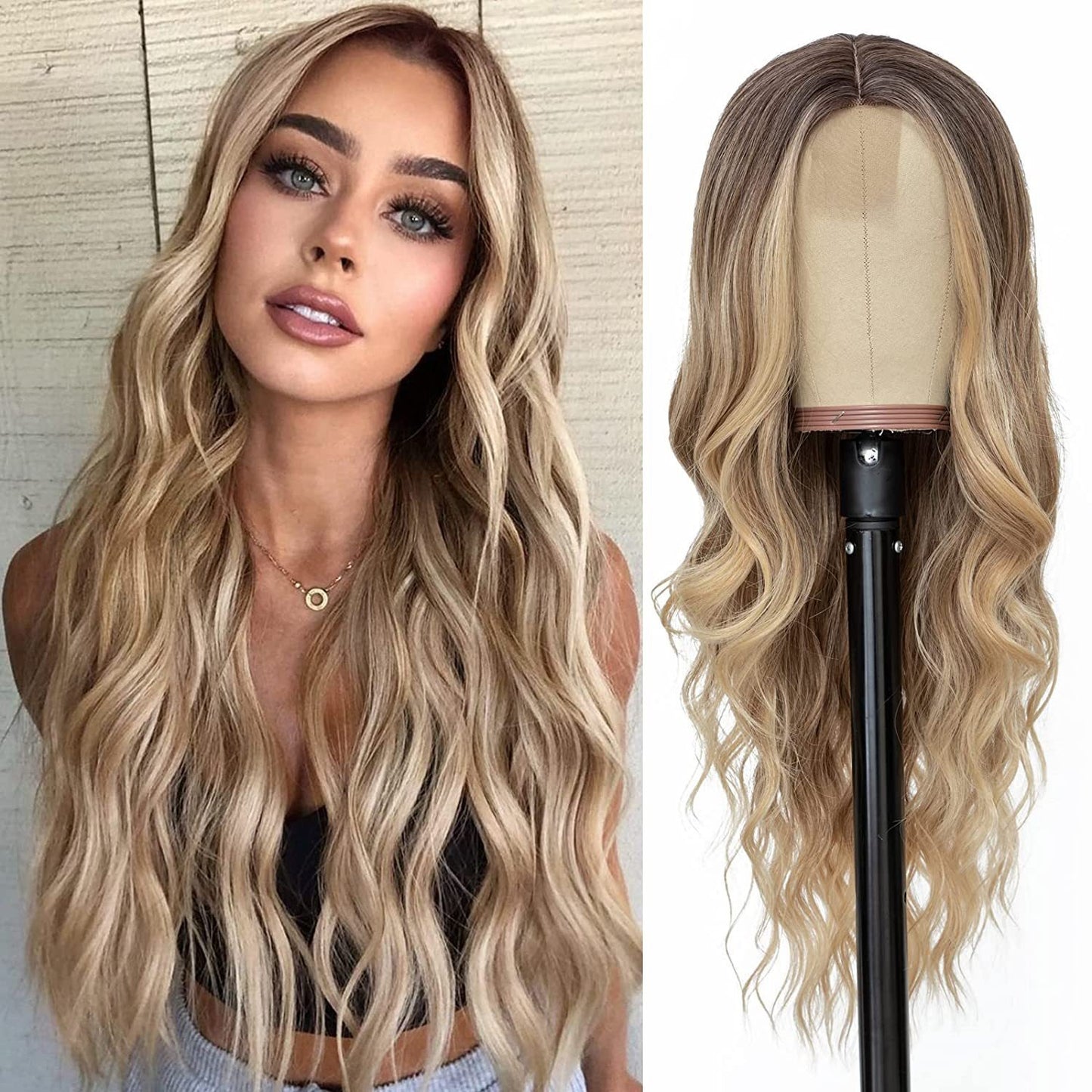 Small Lace Center Split Large Wavy Long Curly Wigs