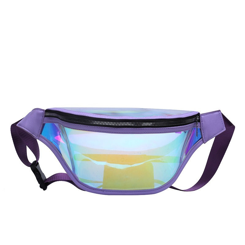 New Sports Waist Bag Running Mobile Phone Waterproof Bag PVC Transparent Swimming Storage Crossbody Chest Bag Laser Waist Bag