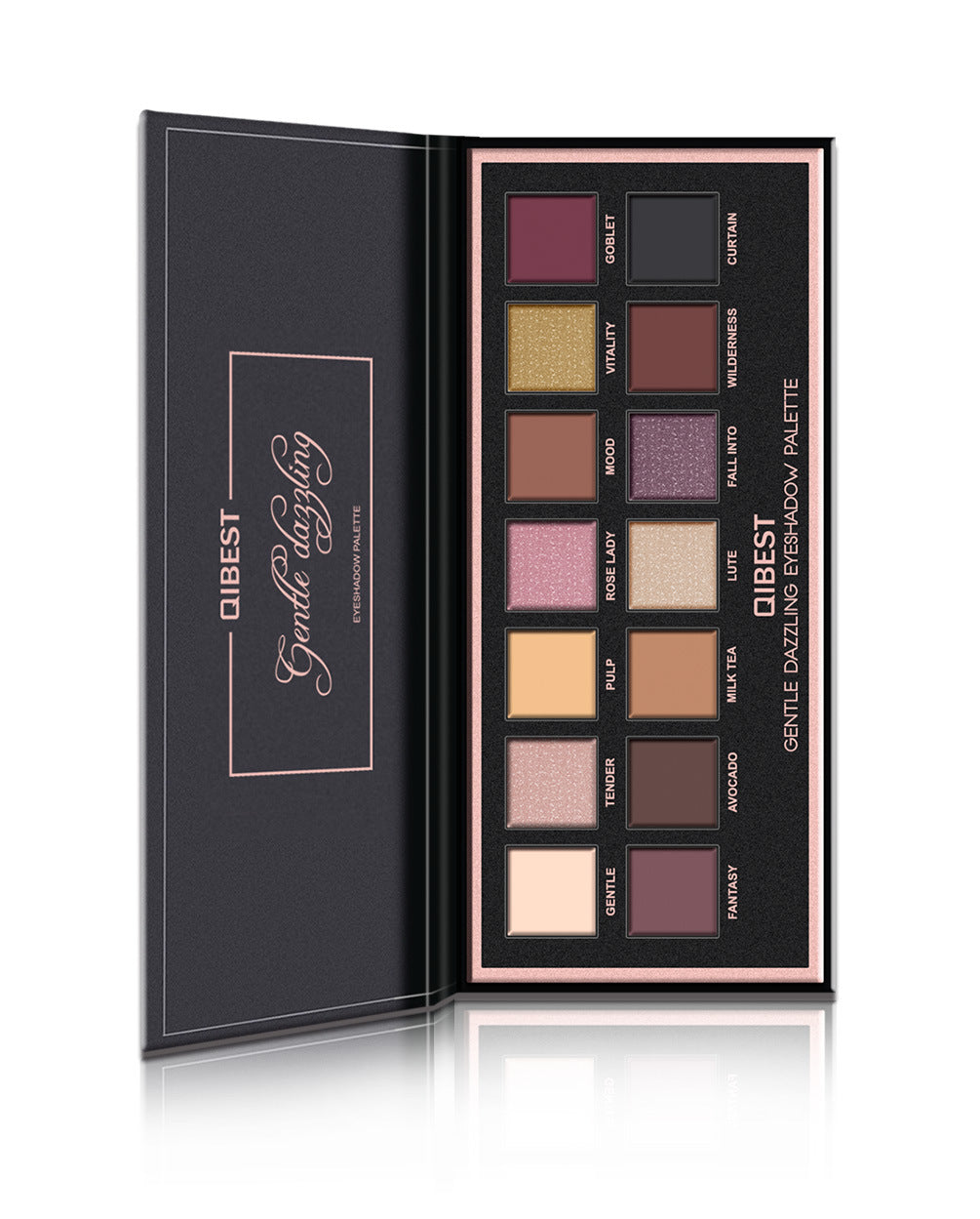 QIBEST 14 Color Eyeshadow Palette Matte Eyeshadow Low Key Luxury Velvet Glossy Eyeshadow Palette