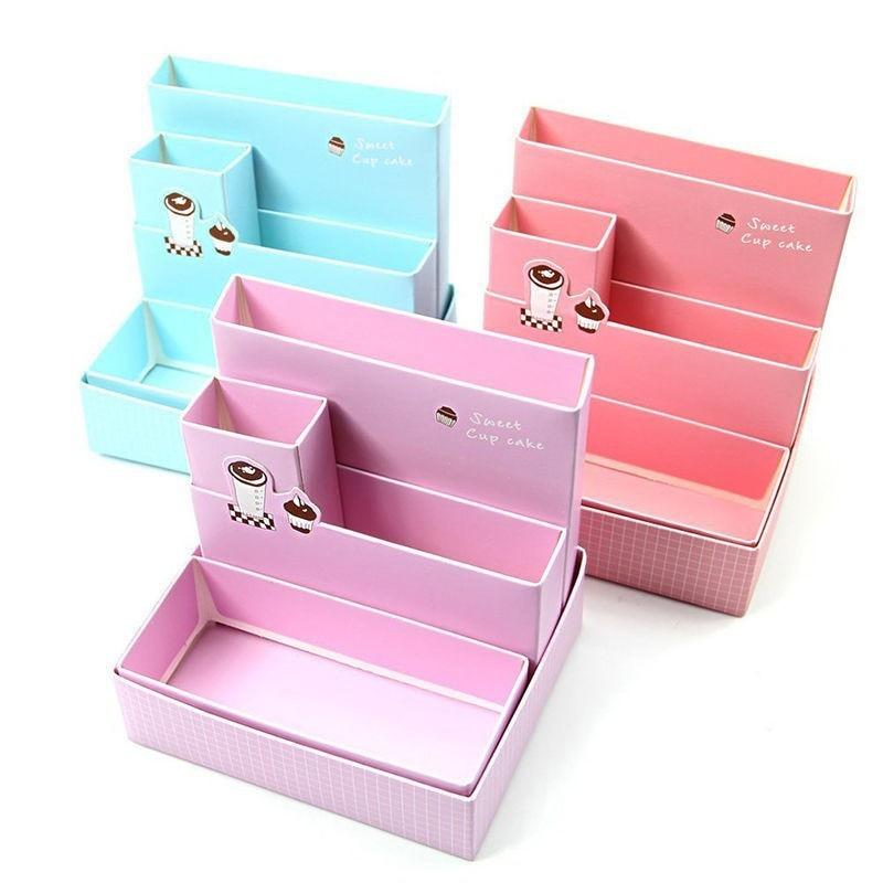 Sale DIY Paper Board Makeup Cosmetic Storage Box Container Desk Decor Stationery Case Organizer Top