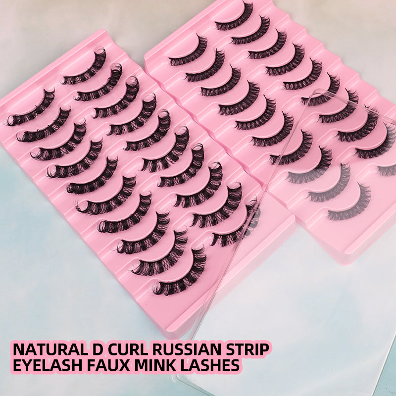 New Russian Volume False Eyelashes DD Curved Thick Eyelashes Ten Pairs Of Chemical Fiber Natural Charm Eyelashes