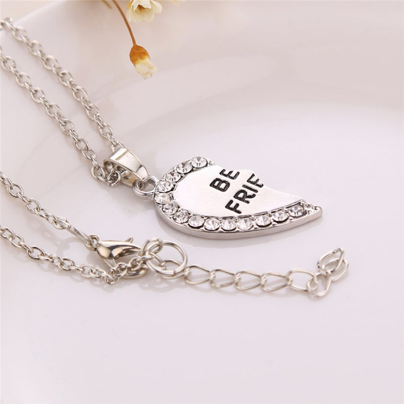 2pcs BFF Crystal Heart Pendant