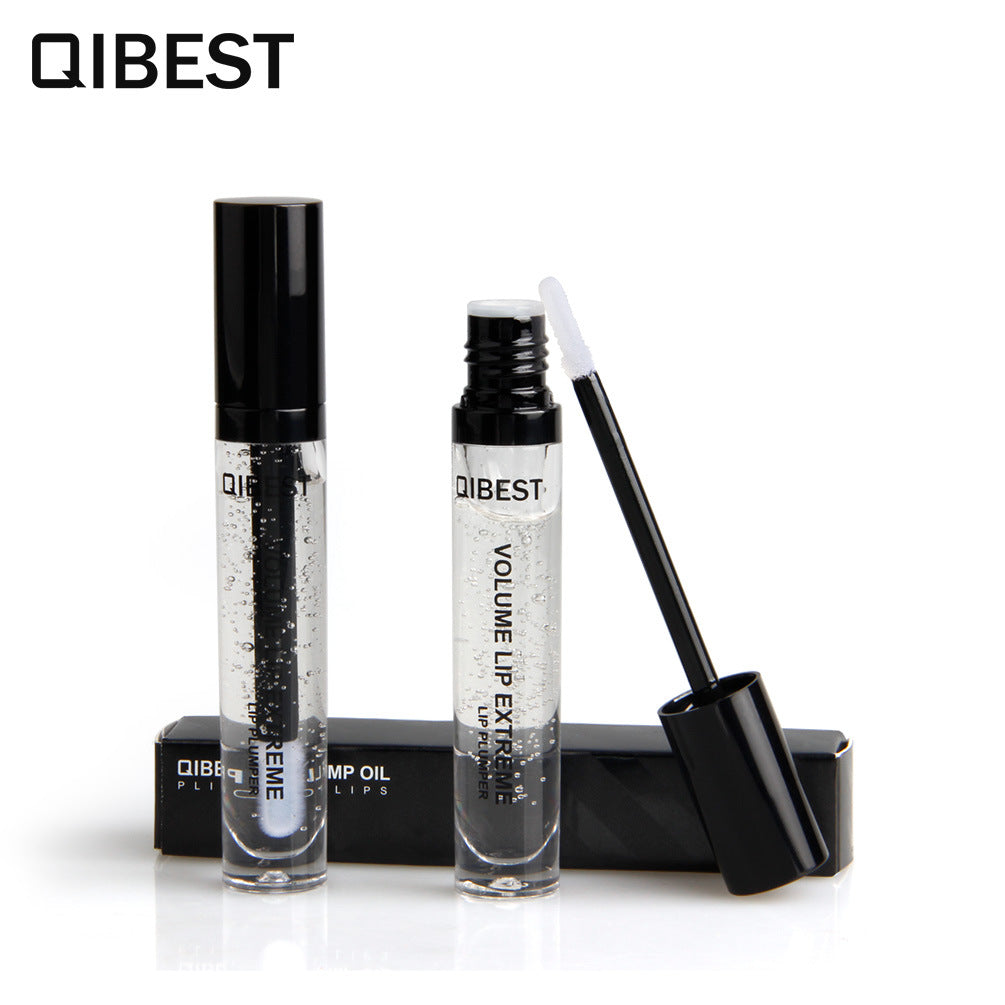 QIBEST Transparent Color Sexy Big Mouth Lip Gloss Moisturizing Lightening Lip Texture Lock Color Oil Lip Plumping Oil